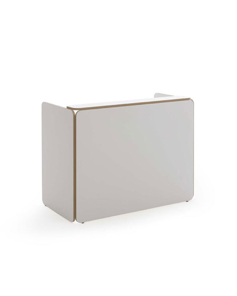 NAT - Bancone reception bianco - Bordi effetto rovere